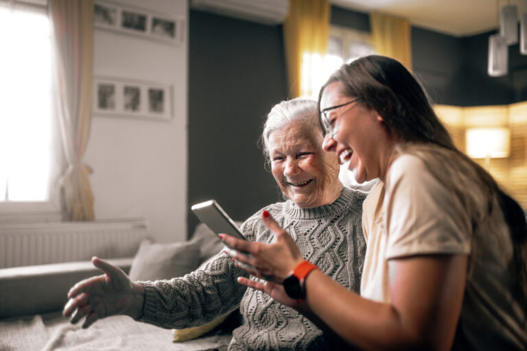 A young woman decides to introduce home care to her aging mother by starting with senior technology.